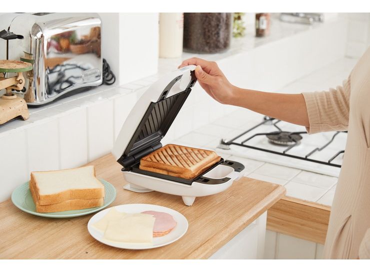 マルチサンドメーカー シングル 3in1 ホットサンド パンケーキ ワッフル 洗える 耳まで焼ける ホットサンドメーカー プレート3種 フッ素樹脂加工 調理器具 コンパクト キッチン KDHS-011W D-STYLIST