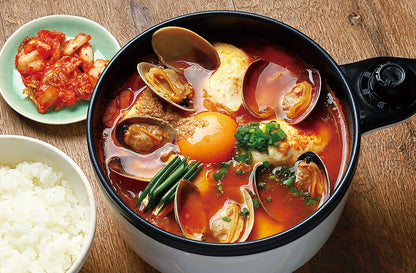 スープポット 1L レシピ付き スープ 卓上 一人鍋 電気鍋 片手鍋 火力調節2段階 チーズフォンデュ ホームパーティー