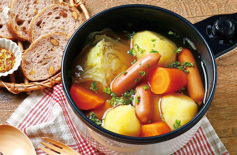 スープポット 1L レシピ付き スープ 卓上 一人鍋 電気鍋 片手鍋 火力調節2段階 チーズフォンデュ ホームパーティー