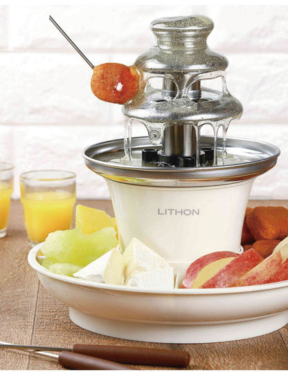 食材用トレイ付き マルチファウンテン チョコファウンテン チーズフォンデュ 保温 回転 丸洗い 食材用トレイ付き