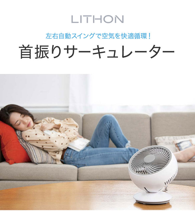 ライソン LYTHON スイングコンパクトエアーサーキュレーター 小型 左右自動首振り 軽量 送風 空気循環 部屋干し 換気 クローゼット 浴室 脱衣所 フック USB給電 ガード取り外し KSFN-027A