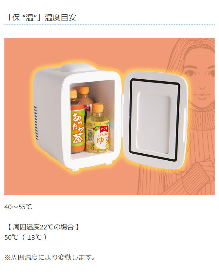 ライソン LYTHON 4L保冷温庫 冷子と温子 ペルチェ式 USB給電 小型 コンパクト 仕切り ドアポケット デスク 机上 キャンプ アウトドア モバイルバッテリー可 自宅 オフィス KDFW-005W