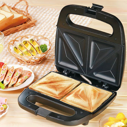 Wホットサンドメーカー ブラック 両面焼き 食パン プレスサンドメーカー ホットサンド パン焼き 朝食 サンドウィッチ KDHS-012B