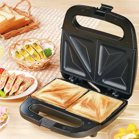 Wホットサンドメーカー ブラック 両面焼き 食パン プレスサンドメーカー ホットサンド パン焼き 朝食 サンドウィッチ KDHS-012B