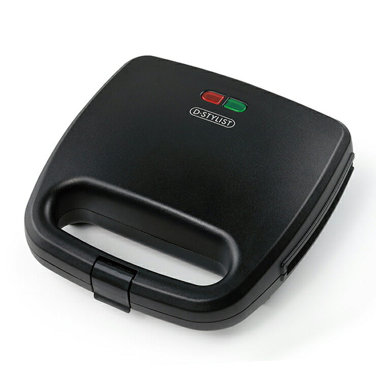 Wホットサンドメーカー ブラック 両面焼き 食パン プレスサンドメーカー ホットサンド パン焼き 朝食 サンドウィッチ KDHS-012B