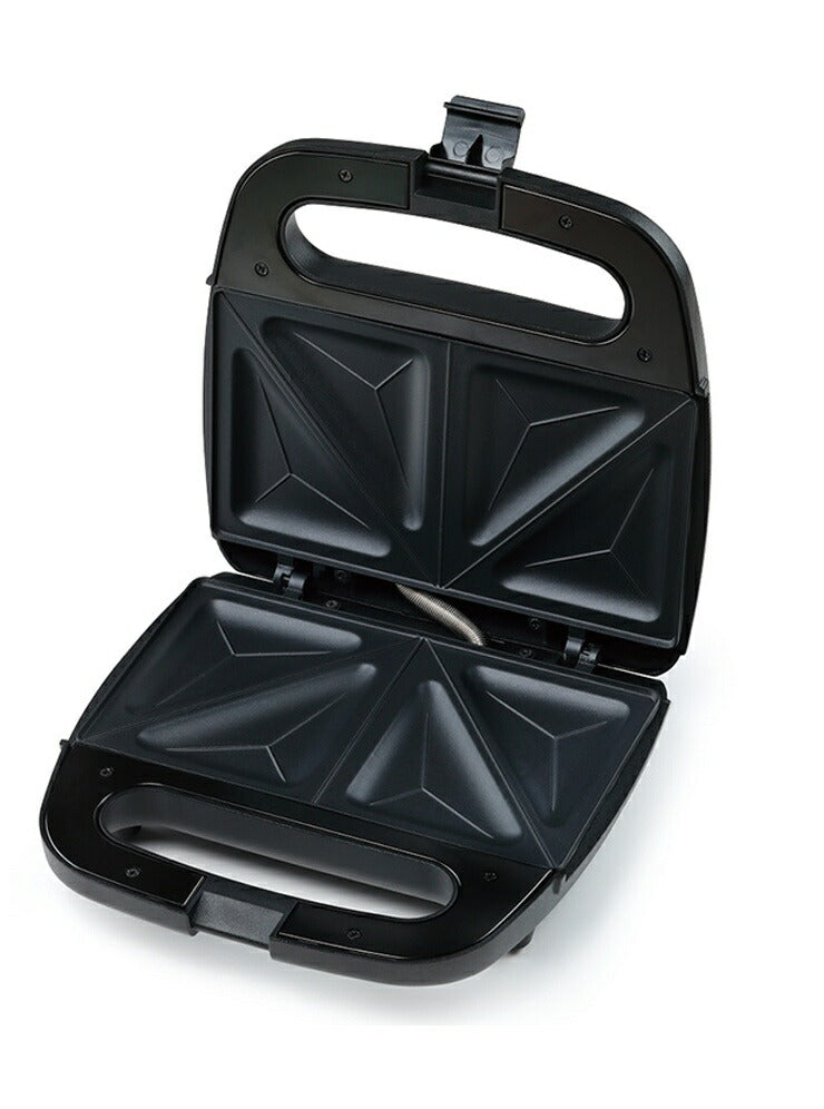 Wホットサンドメーカー ブラック 両面焼き 食パン プレスサンドメーカー ホットサンド パン焼き 朝食 サンドウィッチ KDHS-012B