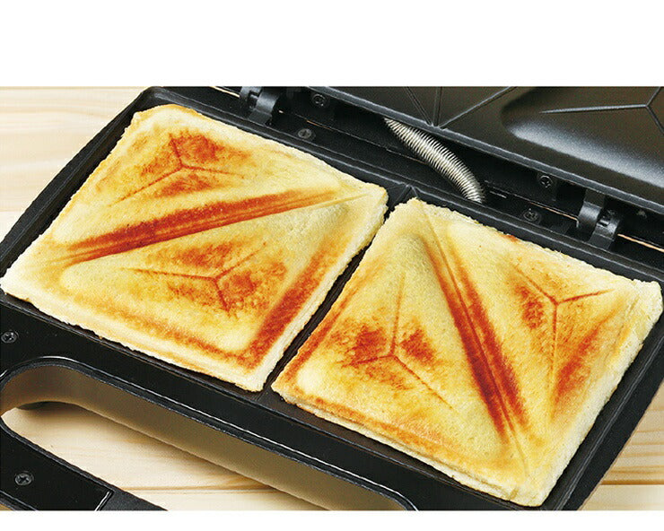 Wホットサンドメーカー ブラック 両面焼き 食パン プレスサンドメーカー ホットサンド パン焼き 朝食 サンドウィッチ KDHS-012B