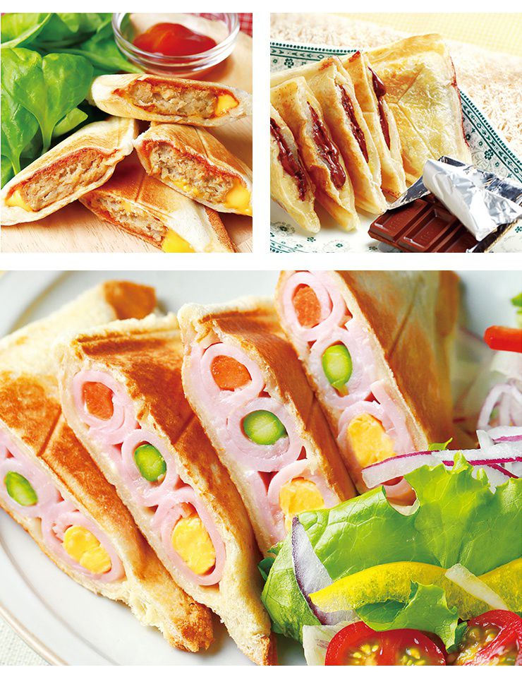 Wホットサンドメーカー ブラック 両面焼き 食パン プレスサンドメーカー ホットサンド パン焼き 朝食 サンドウィッチ KDHS-012B