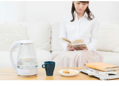 ガラスケトル 1.8L 保温機能付き 電子ケトル KDKE-18AW 湯沸かし器 電気ポッド やかん コードレス ガラス製 保温 ワンタッチ