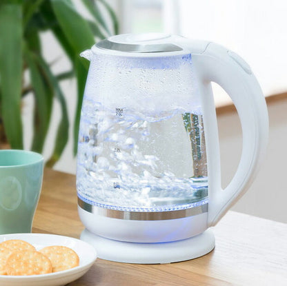 ガラスケトル 2.0L 電子ケトル KDKE-20AW 湯沸かし器 電気ポッド やかん コードレス ワンタッチ ガラス製 大容量