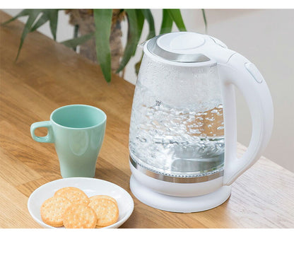 ガラスケトル 2.0L 電子ケトル KDKE-20AW 湯沸かし器 電気ポッド やかん コードレス ワンタッチ ガラス製 大容量