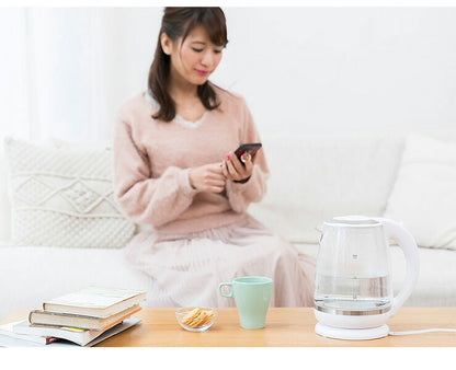 ガラスケトル 2.0L 電子ケトル KDKE-20AW 湯沸かし器 電気ポッド やかん コードレス ワンタッチ ガラス製 大容量