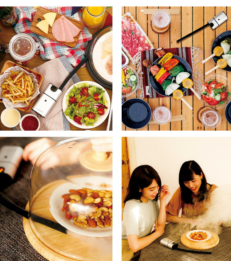 燻製器 メタルスモーカー スモークチップ3種付き 燻製 家庭用 サクラ クルミ ヒッコリー 乾電池式 おつまみ キャンプ アウトドア 料理 ホームパーティー BBQ 薫製 燻製機 スモークマシン スモーカー KDZ-015V