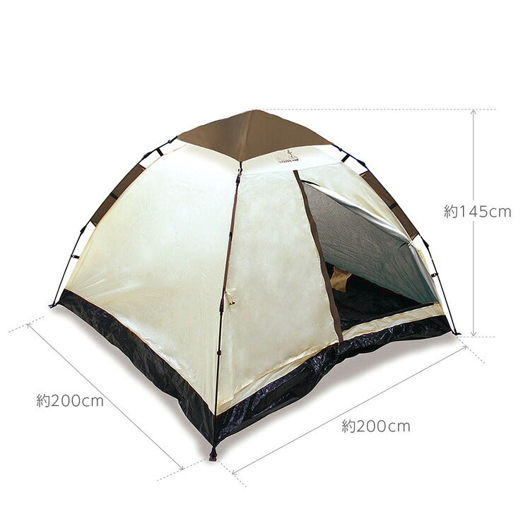 OUTDOORMAN アウトドアマン ワンタッチテント 3~4人用 UVカット95% 簡単設置 KK-00542 ワイドテント アウトドア レジャー 防水