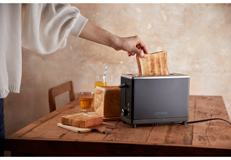 秒速トースター 焼き目調節機能付き パン トースター ポップアップトースター KLTS-001B ライソン パンくずトレイ コンパクト