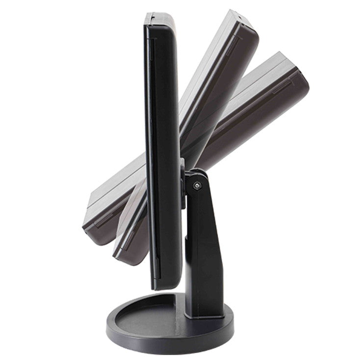 卓上ミラー ライト付き LEDライト付き メイクアップ用ミラー 三面鏡 角度調整可 拡大鏡 ミラーライト USB電源式 乾電池式 メイク 化粧鏡 メイクミラー スタンドミラー ブライトミラー KSBY-004B