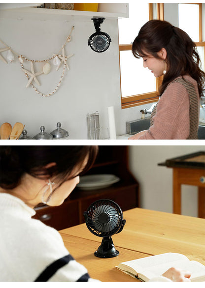 ピタッとファン 小型ファン ミニ扇風機 ポータブルファン ハンディファン キッチン 車載 固定プレート付き KSFN-005W