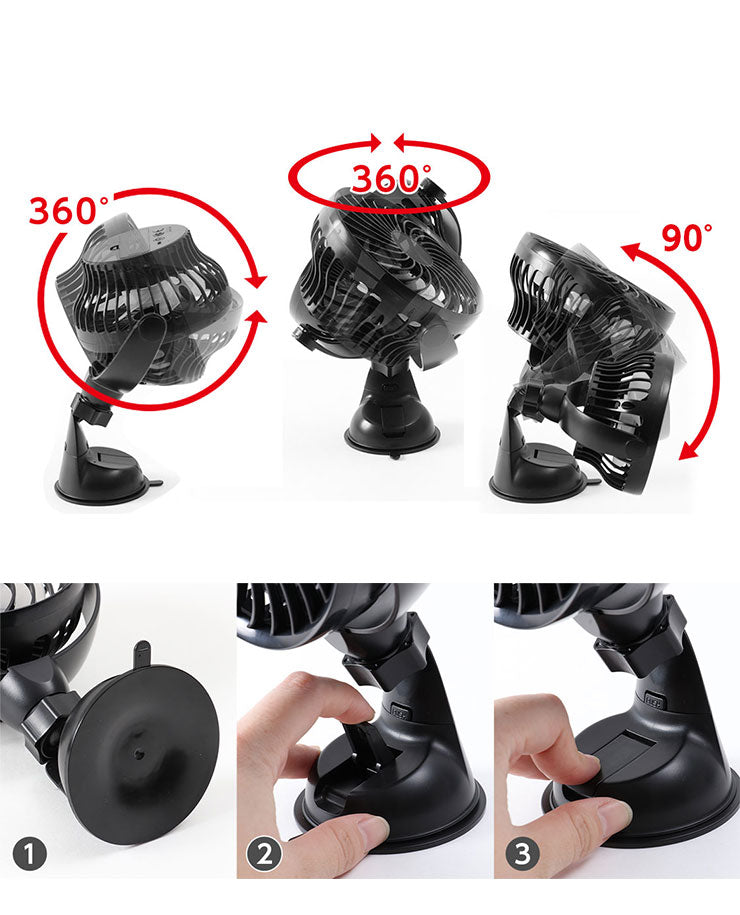 ピタッとファン 小型ファン ミニ扇風機 ポータブルファン ハンディファン キッチン 車載 固定プレート付き KSFN-005W