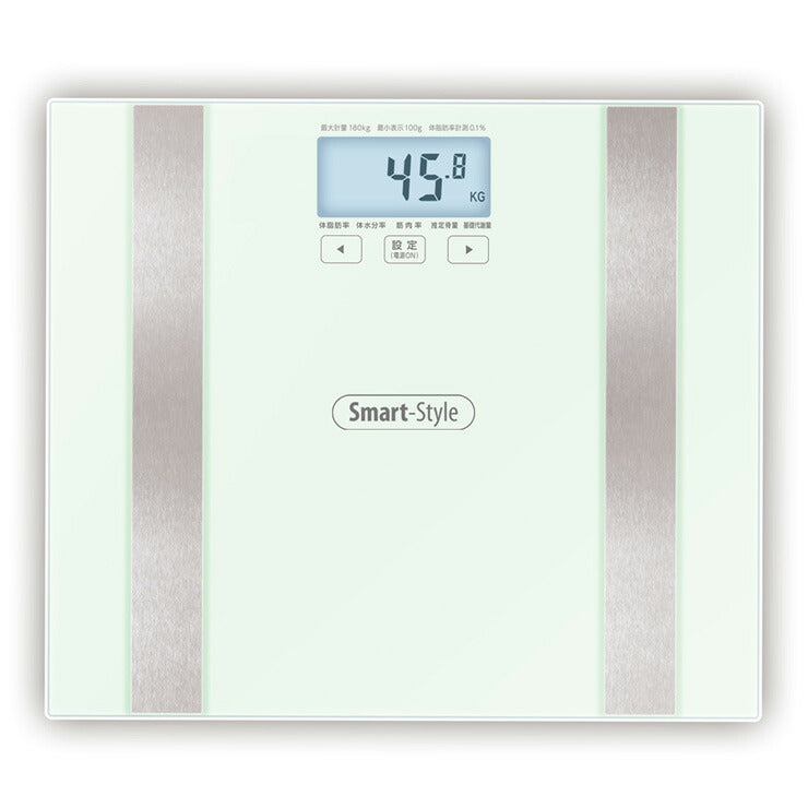 体組成 ヘルスメーター 体重計 体脂肪率 ガラストップ HM-02 KSHM-001G 体水分率 筋肉率 推定骨量基礎代謝量 ホワイト