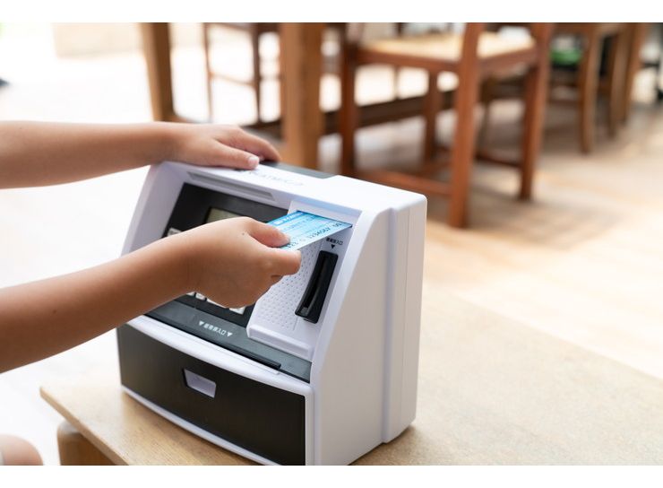 貯金箱 500円玉 お札 ATM しゃべるATM型貯金箱 お札 硬貨 お金 景品 雑貨 おこづかい おもちゃ クリスマス 誕生日 プレゼント