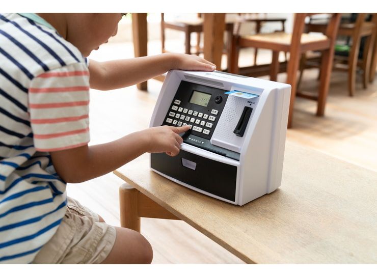 貯金箱 500円玉 お札 ATM しゃべるATM型貯金箱 お札 硬貨 お金 景品 雑貨 おこづかい おもちゃ クリスマス 誕生日 プレゼント