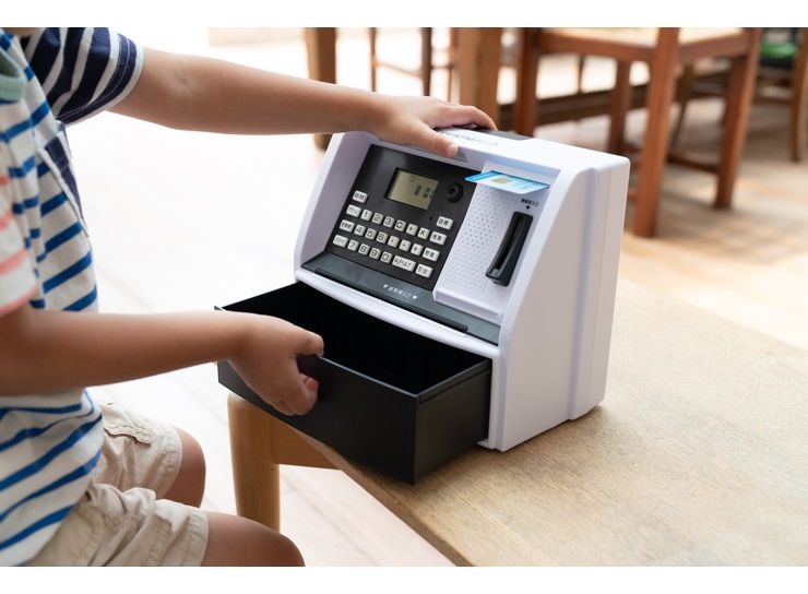 貯金箱 500円玉 お札 ATM しゃべるATM型貯金箱 お札 硬貨 お金 景品 雑貨 おこづかい おもちゃ クリスマス 誕生日 プレゼント
