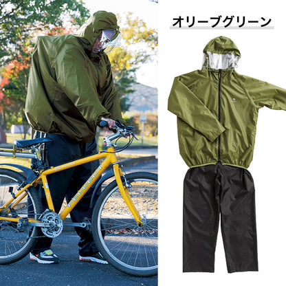 ビッグサイズ 4L~8L THE ROOTS レインスーツ リュック対応 上下セット 大きいサイズ リュックインレインスーツ メンズ 収納袋付き 梅雨 通勤 通学 自転車 レインウェア カッパ 雨合羽 雨具