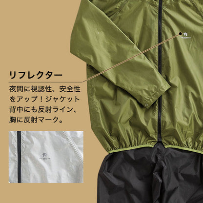 ビッグサイズ 4L~8L THE ROOTS レインスーツ リュック対応 上下セット 大きいサイズ リュックインレインスーツ メンズ 収納袋付き 梅雨 通勤 通学 自転車 レインウェア カッパ 雨合羽 雨具