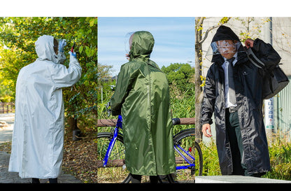 THE ROOTS レインコート リュック対応 リュックインレインコート レディース メンズ 防水 撥水 耐水 クリアメガネ付フード 梅雨 通勤通学 自転車 レインウェア レインスーツ カッパ 雨合羽 雨具