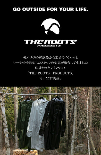 THE ROOTS レインコート リュック対応 リュックインレインコート レディース メンズ 防水 撥水 耐水 クリアメガネ付フード 梅雨 通勤通学 自転車 レインウェア レインスーツ カッパ 雨合羽 雨具