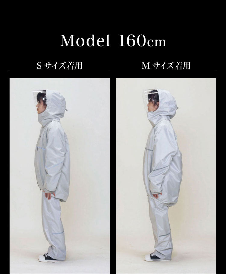 THE ROOTS レインスーツ 40Lのリュック対応 回転フード 上下セット ライトグレー リュックインレインスーツ レディース メンズ 収納袋付き 通勤 通学 自転車 フェス レインウェア レインコート