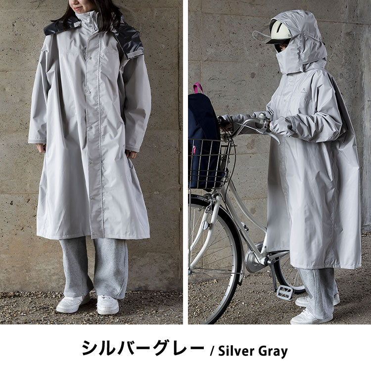 THE ROOTS レインポンチョ リュック対応 回転フード ヘルメット対応 男女兼用 収納袋付き レインコート 自転車 防水 通学 通勤 リュックイン レインスーツ レディース メンズ リュック 雨具 カッパ