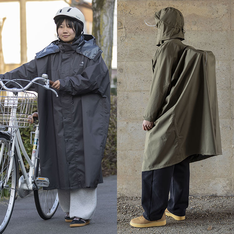 THE ROOTS レインポンチョ リュック対応 回転フード ヘルメット対応 男女兼用 収納袋付き レインコート 自転車 防水 通学 通勤 リュックイン レインスーツ レディース メンズ リュック 雨具 カッパ