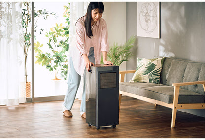 オートルーバー付 ポータブルエアコン airmove 移動式 クーラー 冷風 送風 除湿 室温設定 冷房 工事不要 キャスター タイマー 風量2段階 リモコン 自動開閉 家庭用 QUADS クワッズ
