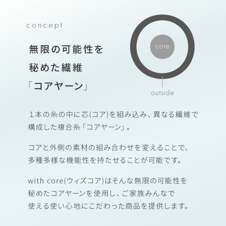 with core コアヤーン 肌掛け布団 ダブル 綿 吸水速乾 洗える エコ 再生ポリエステル