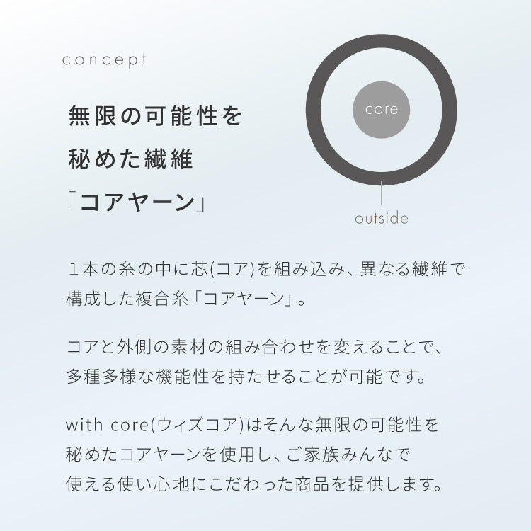 with core コアヤーン 敷パッド ダブル 140×200cm 枕パッド付 綿 防ダニ 吸水速乾 洗える エコ 再生ポリエステル 天然素材 コットン BCIコットン コアヤーン糸 敷布団 ウィズコア【送料無料】
