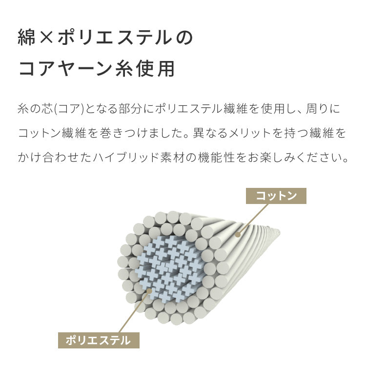 with core コアヤーン 敷パッド セミダブル 120×200cm 枕パッド付 綿 防ダニ 吸水速乾 洗える エコ 再生ポリエステル 天然素材 コットン BCIコットン コアヤーン糸 敷布団 ウィズコア【送料無料】