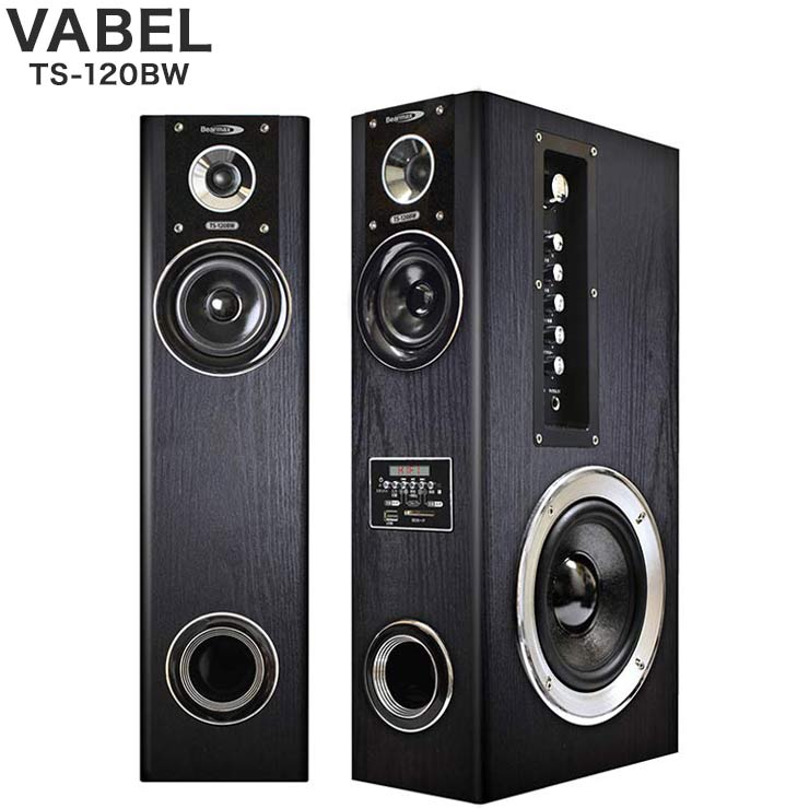 クマザキエイム アンプ内蔵タワースピーカー ヴァベル VABEL TS-120BW スピーカー 大音量 テレビ DVD ブルーレイ カラオケ