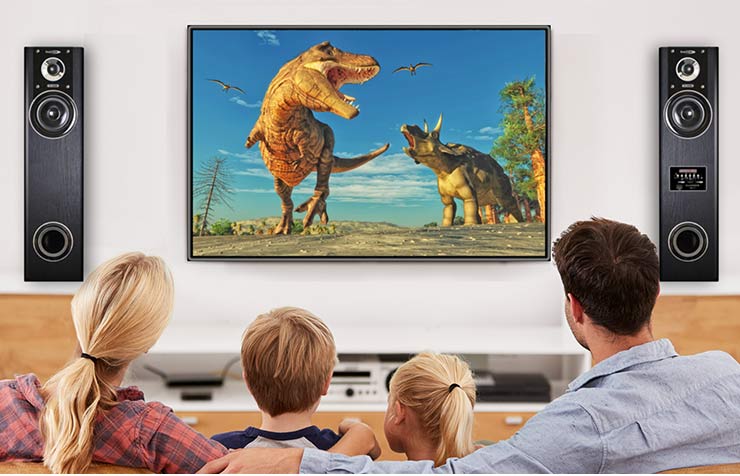 クマザキエイム アンプ内蔵タワースピーカー ヴァベル VABEL TS-120BW スピーカー 大音量 テレビ DVD ブルーレイ カラオケ