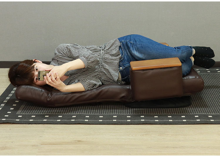 座椅子 回転座椅子 ポケットコイル 肘掛け付 リラックスチェア フロアチェア リクライニング 天然木 合成皮革 レザー張り 1人掛け リモコンポケット 敬老の日在宅勤務 リモートワーク(代引不可)