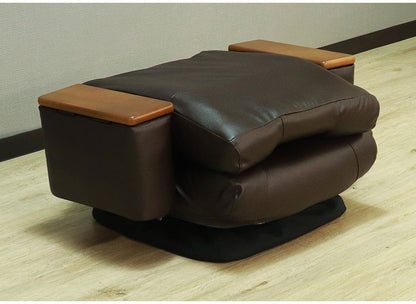 座椅子 回転座椅子 ポケットコイル 肘掛け付 リラックスチェア フロアチェア リクライニング 天然木 合成皮革 レザー張り 1人掛け リモコンポケット 敬老の日在宅勤務 リモートワーク(代引不可)