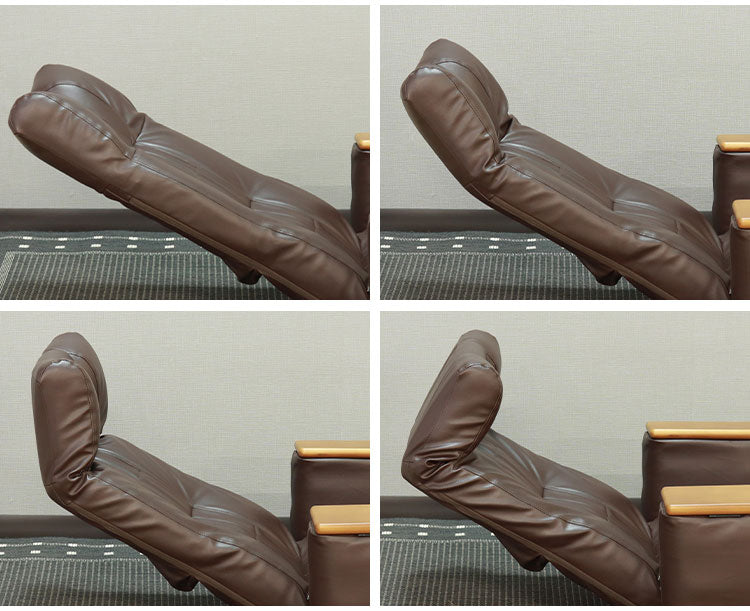 座椅子 回転座椅子 ポケットコイル 肘掛け付 リラックスチェア フロアチェア リクライニング 天然木 合成皮革 レザー張り 1人掛け リモコンポケット 敬老の日在宅勤務 リモートワーク(代引不可)