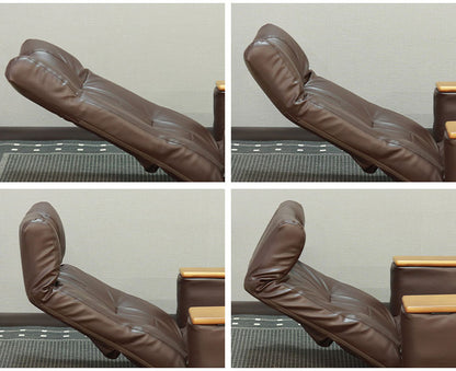 座椅子 回転座椅子 ポケットコイル 肘掛け付 リラックスチェア フロアチェア リクライニング 天然木 合成皮革 レザー張り 1人掛け リモコンポケット 敬老の日在宅勤務 リモートワーク(代引不可)