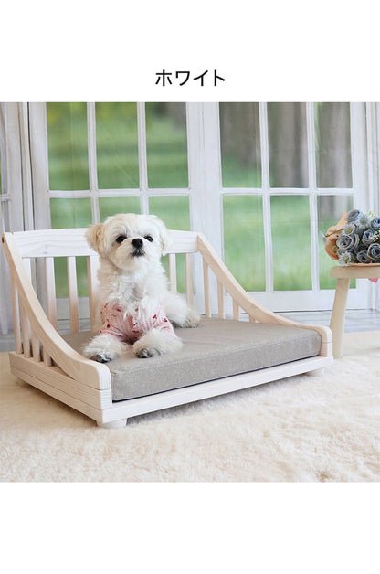 ペットベッド 北欧調 幅55cm 木製 キャットベッド 猫 犬 すのこ ライトブラウン ホワイト 通気性 手洗い可能 天然オイル仕様 パイン材 ペット 小型犬 小型猫 ペットハウス(代引不可)