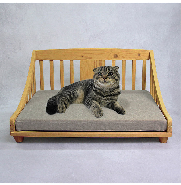 ペットベッド 北欧調 幅70cm 木製 キャットベッド 猫 犬 すのこ ライトブラウン ホワイト 通気性 手洗い可能 天然オイル仕様 パイン材 ペット 小型犬 小型猫 ペットハウス(代引不可)