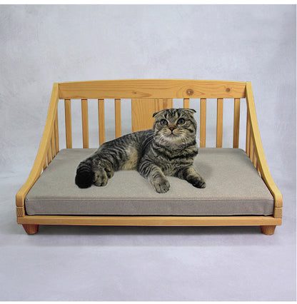 ペットベッド 北欧調 幅70cm 木製 キャットベッド 猫 犬 すのこ ライトブラウン ホワイト 通気性 手洗い可能 天然オイル仕様 パイン材 ペット 小型犬 小型猫 ペットハウス(代引不可)