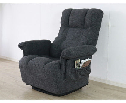 回転式 高座椅子 無段階リクライニング ヘッドギア ポケット付き レバー式 おしゃれ 北欧 かわいい 肘あり 肘置き シンプル 一人暮らし 新生活(代引不可)