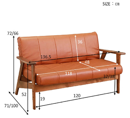 リクライニングソファ ソファ 三人掛け 2段階 リクライニング ローソファ 天然木 木肘 合成皮革 レザー ポケットコイル シリコンフィル ファブリック ダブルクッション おしゃれ モダン シンプル(代引不可)