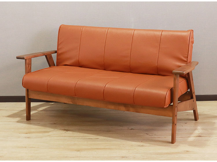 リクライニングソファ ソファ 三人掛け 2段階 リクライニング ローソファ 天然木 木肘 合成皮革 レザー ポケットコイル シリコンフィル ファブリック ダブルクッション おしゃれ モダン シンプル(代引不可)