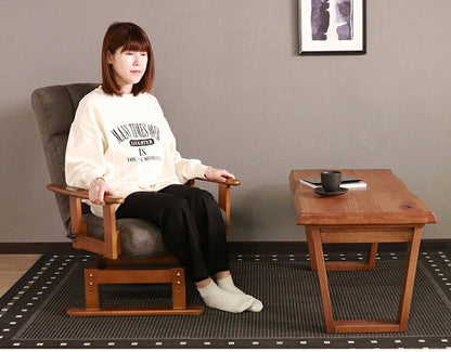 高座椅子 リクライニング 折り畳み 回転式 木肘 7段階 座面高 2段階式さ調整 座いす 天然木 座イス チェア フロアチェア 1人掛け 肘付き ポケットコイル16個入 レバー式 リクライニング(代引不可)